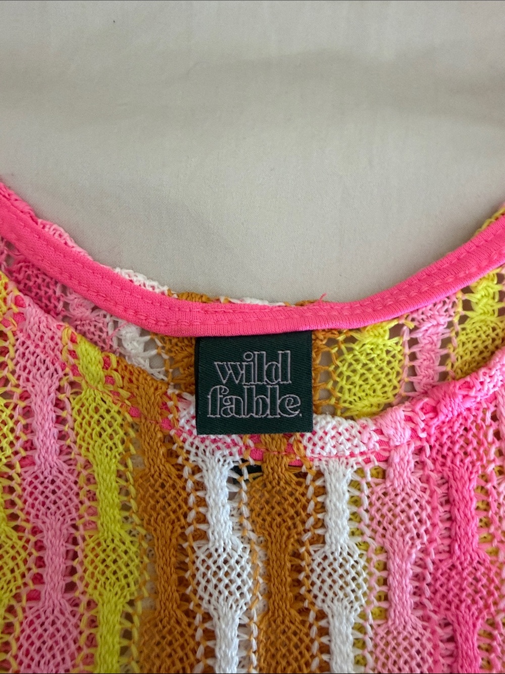 Wild Fable Neon Multi-Color Crochet Crop Top & Wide Leg Pants Set - Picture 2 of 4